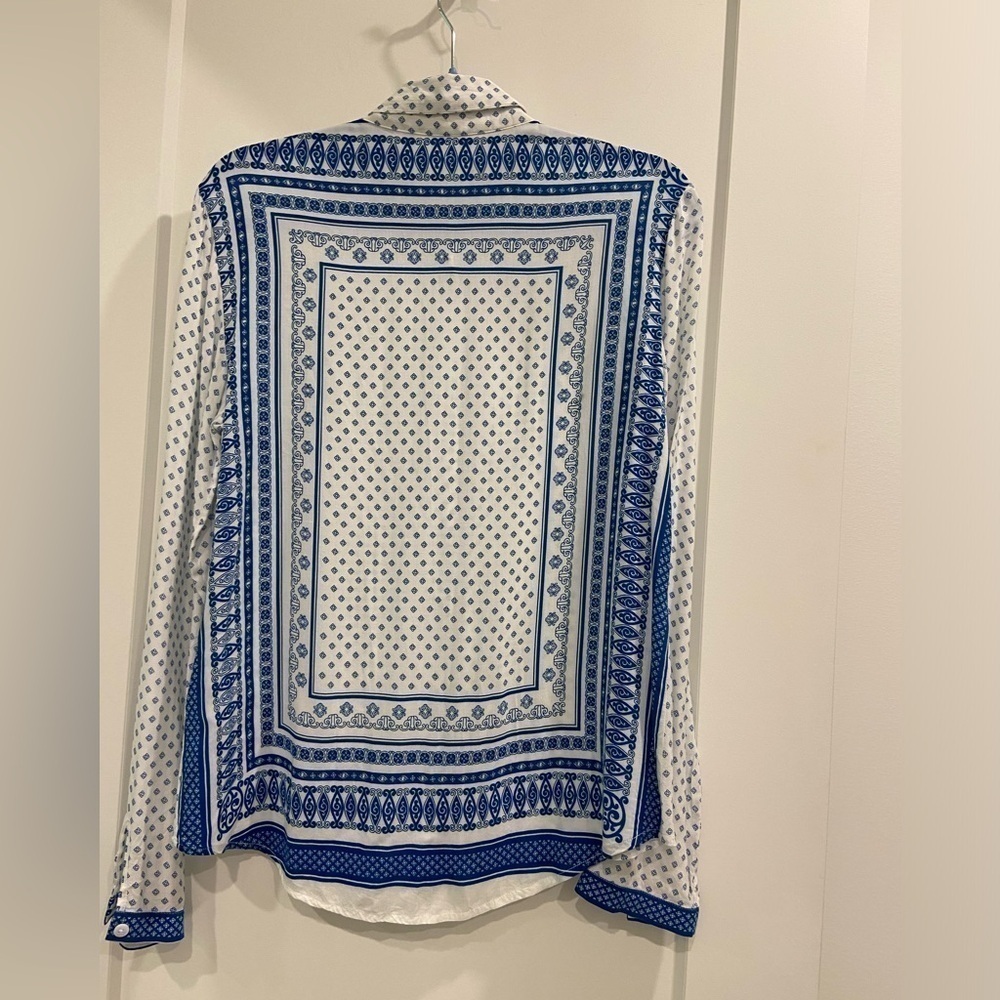 Nice Things Paloma S Blouse Blue And White Paisley Button Down Shirt